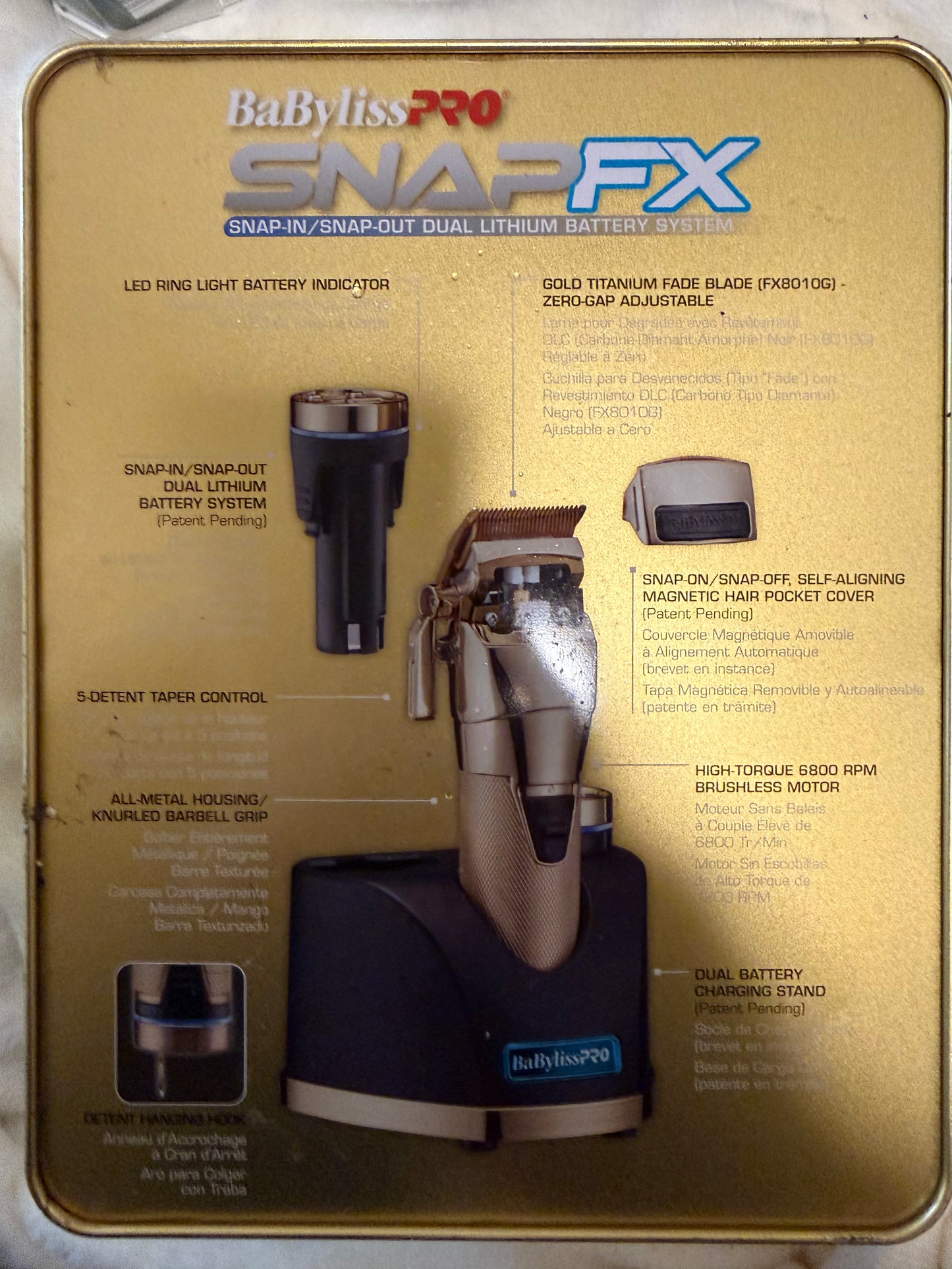 新品並行！BaBylissPRO SNAPFX Hair Trimmer・ベビリス クリッパー バッテリー2本セット GOLD